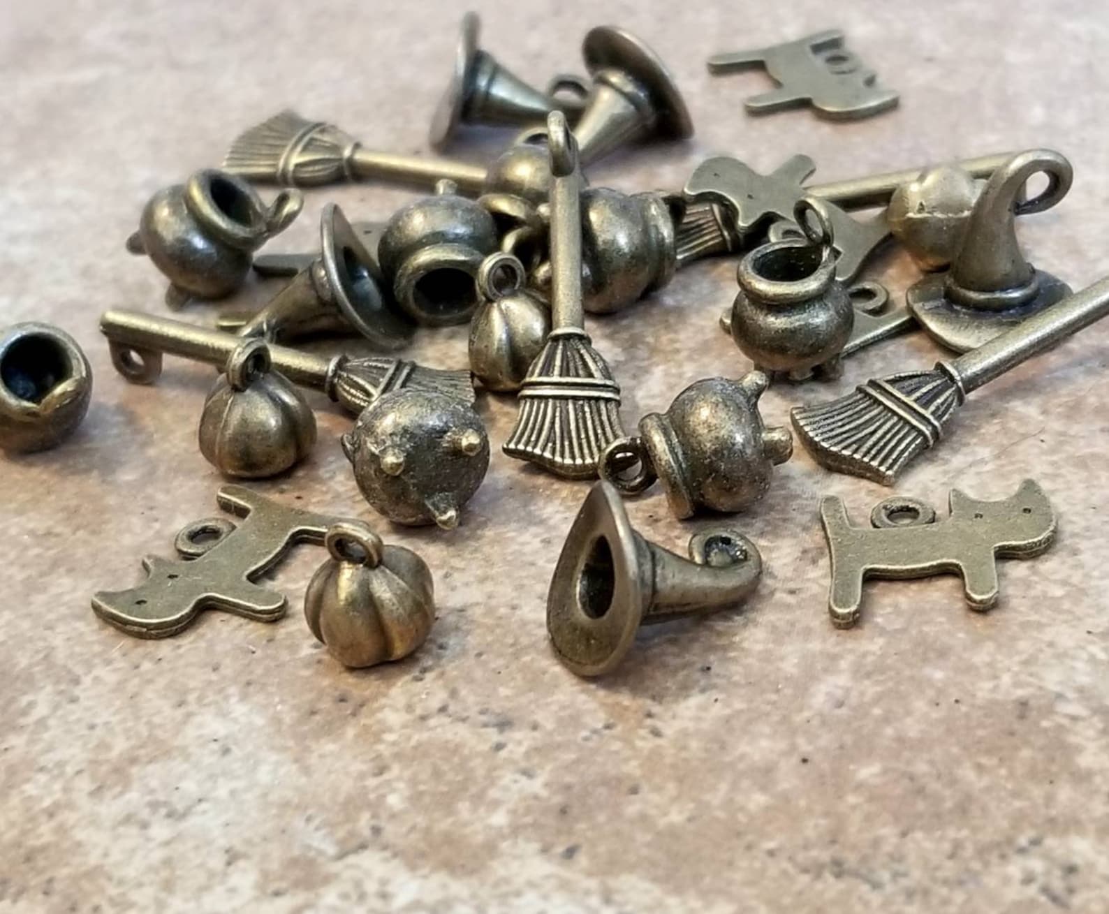 Witch Accessory Kit Charms Bronze Witches Travel Set Hat Broom Etsy