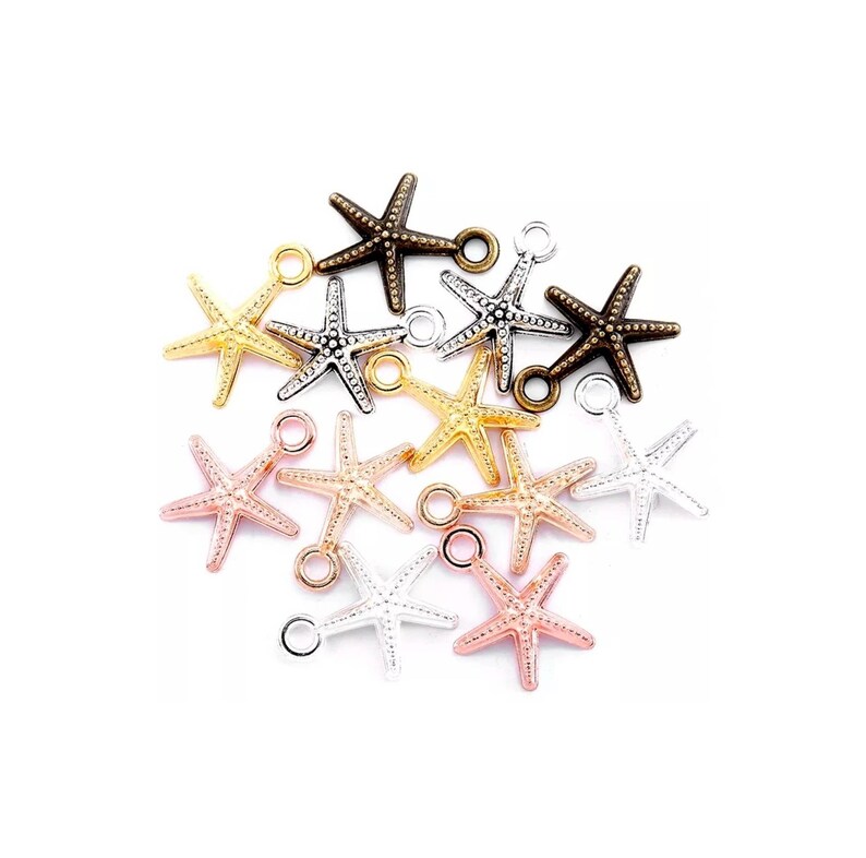 10 Mini Starfish Charms Darling Little Colorful Beach Charms Beach Findings Jewelry Supplies 16x13mm Note Measurements image 1