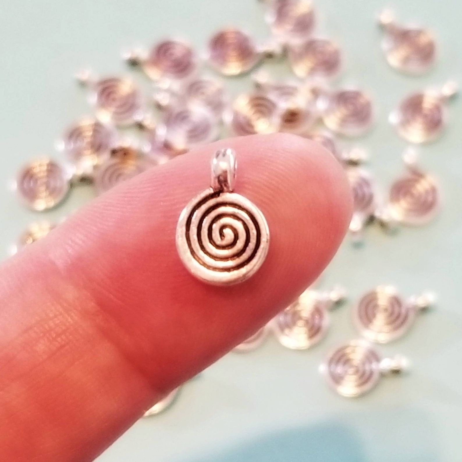 Labyrinth Charm Mini Labyrinth Charms Darling Little Spiral Charms Double Sided ...
