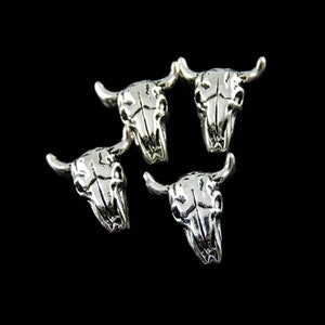 10 Mini Cow Skull Charms Bull Charms Cattle Evil Beast Halloween or Southwest Silver Cow Findings Jewelry Craft Supplies 14x12x3mm