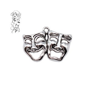 Theater Charms Drama Charms Theatre Mask Charms Drama Mask Chsrms Jewelry Supplies 25x18mm