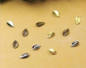 Teeny Tiny Leaf Charms Embellishments Mini Fall Leaves Silver Bright Silver Bronze Gold Little Leaf Nature Jewelry Supplies 4x7mm