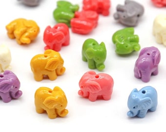 6 Acrylic Elephant Spacer Beads High Quality Elephant Beads Colorful Elephant Beads Good Luck Beads Boho Jewelry Supplies 13x10x8mm Hole 1mm