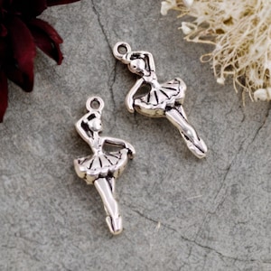 Ballerina Charms Ballet Charms Dancer Charms  Some Lighter Silver Ballerina Jewelry Supplies 30x13mm
