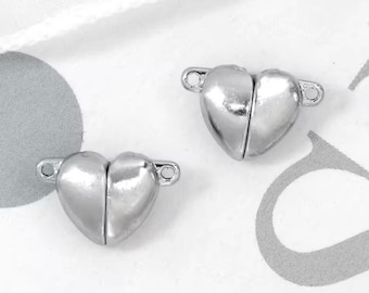 Magnetic Heart Clasps Lovely Silver Magnet Clasps for Necklaces or Bracelets Heart Magnet Clasps Jewelry Supplies