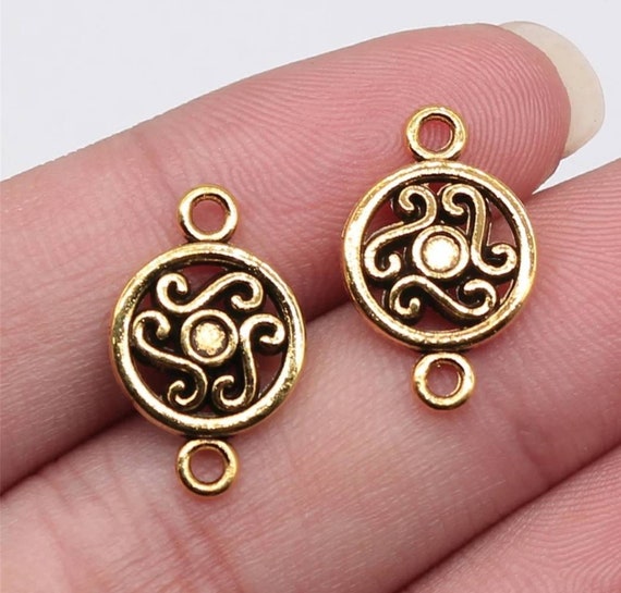 Round Filigree Connector 19x13mm Pewter Antique Gold Plated (1-Pc)