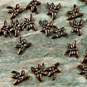 Tiny Copper Dragonfly Spacer Beads Dark Copper Dragonfly Beads 6x8mm For Thread or Wire  Mini Dragonflies Beading Jewelry Supplies