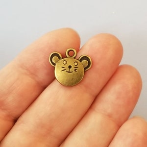 10 Little Bronze Mouse Charms Adorable Mice Bracelet Earrings Jewelry Supplies 15x16mm