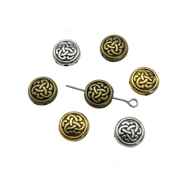 10 Eternal Knot Spacer Beads Celtic Knot Irish St. Patrick's Day Charms Silver Bronze* Gold Highland Games Jewelry Beading Supplies 10x4mm