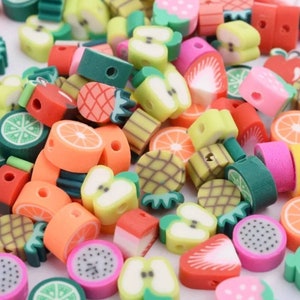 12 Polymer Clay Fruit Spacer Beads Adorable Small Fruit Beads Bracelet Charms Jewelry Supplies about 10mm