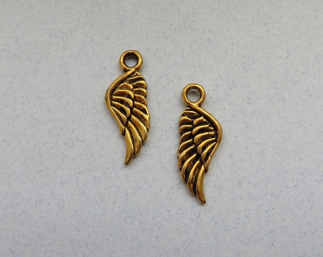 Antique Gold Angel Wing Charms Small Angel Wings Antique Gold Wing