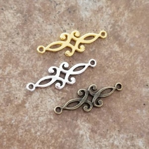 Beautiful Connectors Swirl Design Silver Bronze Gold Bracelet Charms Flat Bracelet Connectors 29x9mm