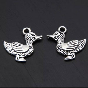 Duck Charms Quack Quack Bird Charms Easter Charms Animal Charms Silver Duck Jewelry Supplies 20mm