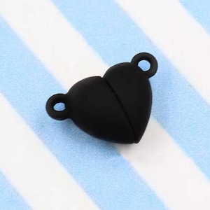 Black Magnetic Heart Clasps 2 Sets of Lovely Rubberized Magnet Clasps for Necklaces or Bracelets Heart Clasps Jewelry Supplies 15.25x10x7mm
