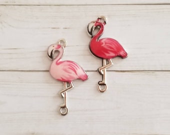 10PCS/Lot Alloy Enamel Flamingo Charms Pedants Crafts DIY Jewelry Findings GY_GA