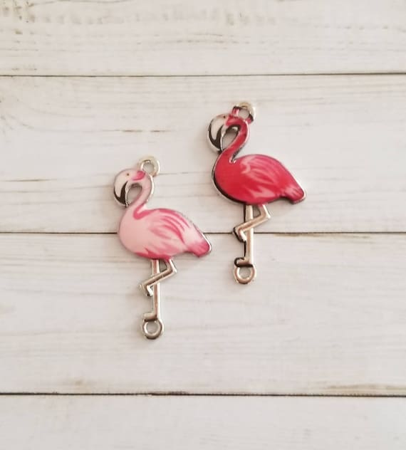 Pink Flamingo Connectors Flamingo Charms Tropical Bird Beach