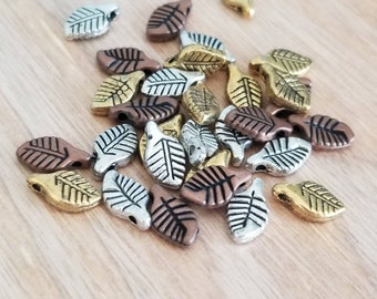 Little Leaf Beads Fall Foliage Charms Small Leaves Antique Silver Antique Gold and Deep  Copper Leaf Charms Jewelry Supplies 10x5mm