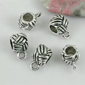 6 Lovely Braided Rope Design Bails Bracelet Bails Charm Holders Charms Connectors Jewelry Supplies Hole about 4.75mm