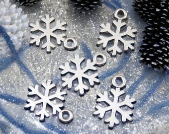 Mini Snowflake Charms Little Sweet Silver Christmas Drops of Winter Wonder and Joy Snow Frozen Charms Jewelry Supplies 15x10 mm