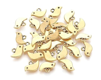 Tiny Gold Bird Charms Mini Bird Charms Extension Chain Drops Jewelry Supplies 11x7mm