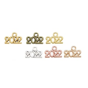 2022 Charms New Year Charms Christmas Charms Graduation Charms Small 2022 Charms Jewelry Supplies 14x9mm