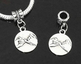 Pinky Promise Charm on Bail Fits Bracelets Necklaces Friendship Best Friends Loyalty Gift Jewelry Supplies