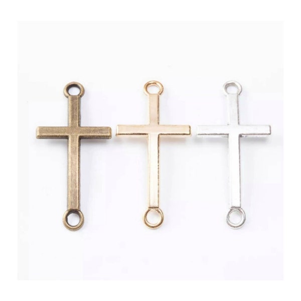 Cross Connectors Silver Bronze Soft Gold Cross Connector Charms Bracelet Connectors Jewelry Supplies 43x20mm