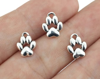 10 Teeny Tiny Paw Charms Mini Dog or Cat Paw Charms Pet Charms Mini Jewelry Supplies 9x11mm