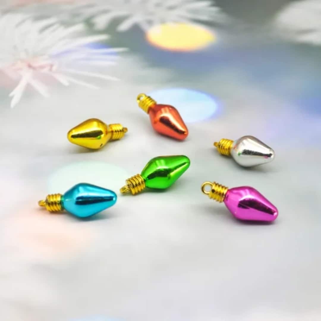 10 Tiny Christmas Lights Charms Acrylic Christmas Charms Miniature