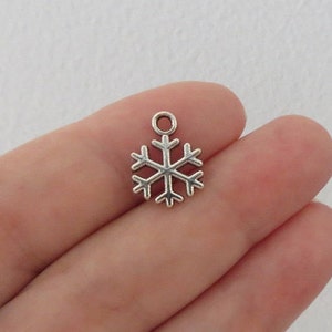 Mini Snowflake Charms Little Sweet Silver Christmas Drops of Winter Wonder and Joy Snow Frozen Charms Jewelry Supplies 15x10 mm