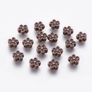 Deep Copper Daisy Beads Copper Flower Spacer Beads Small Copper Flower Beads Bracelet Charms Jewelry Supplies 7mm