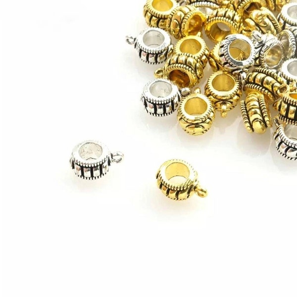 Bails for Jewelry Antique Gold or Silver Larger Bails Bracelet Bails Charm Holders Connectors Jewelry Supplies 13x6mm Hole 5.2mm