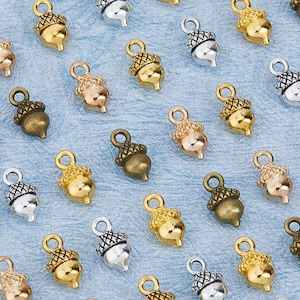 8 Little Acorn Charms 3D Fall Charms Silver Bronze Gold Champagne Gold Antique Gold Very Small Fall Gems Jewelry Supplies 13x6x8mm NOTE SIZE