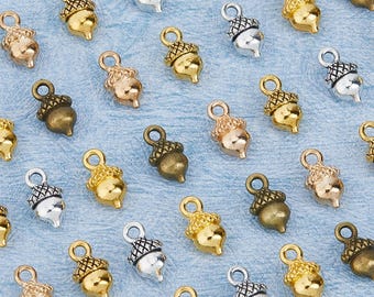 8 Little Acorn Charms 3D Fall Charms Silver Bronze Gold Champagne Gold Antique Gold Very Small Fall Gems Jewelry Supplies 13x6x8mm NOTE SIZE