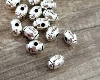 Football Spacer Beads Football Beads Football Charms for Bracelets Sports Beads Football Jewelry Supplies 12x8mm Hole 2.5mm