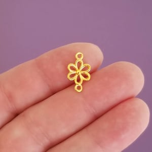 Tiny Flower Connectors Darling Little Gold Flower Connectors Mini Flower Charms Slightly Curved Open Blossoms Jewelry Supplies 15x9mm