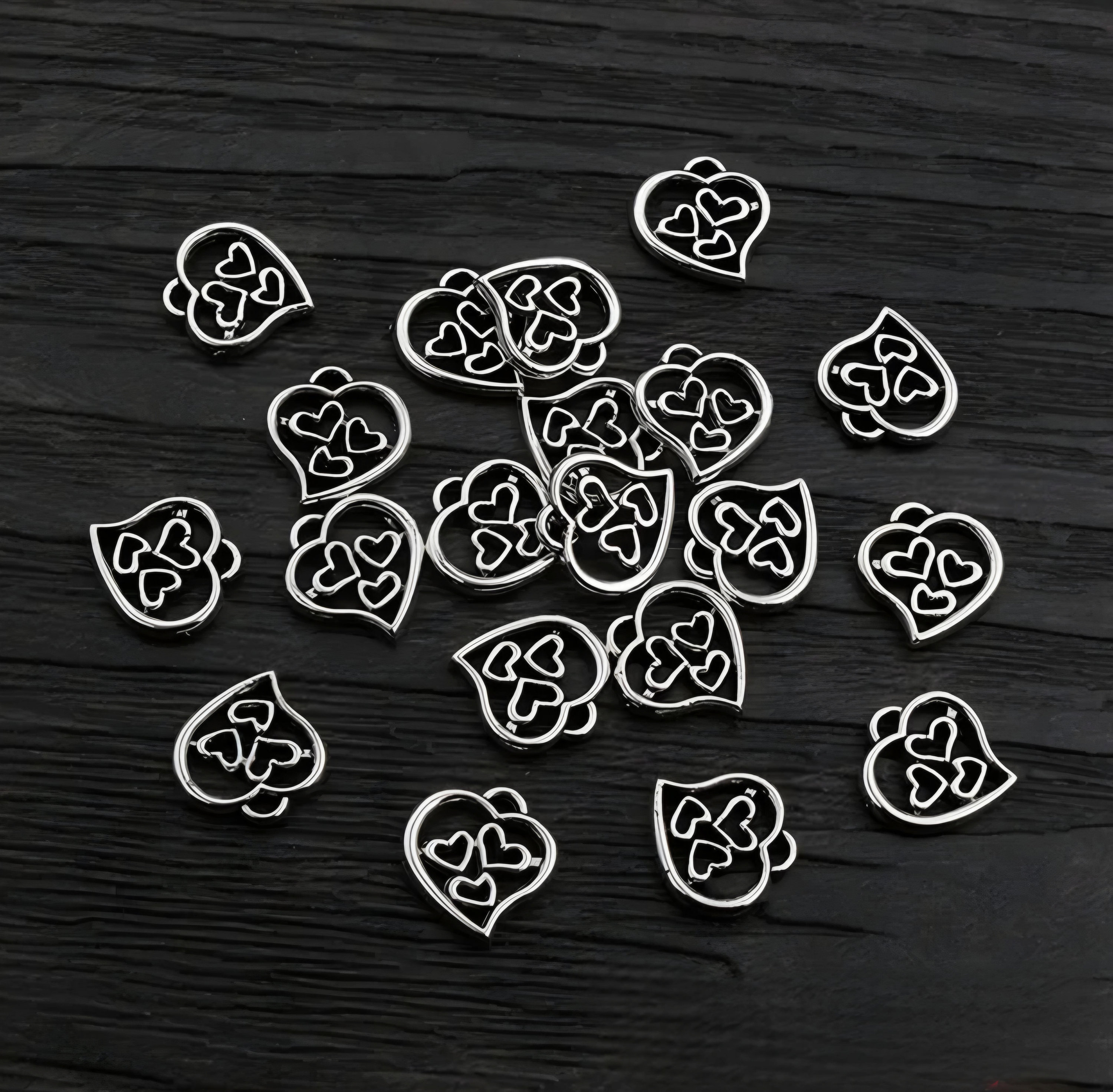 12 Tiny Heart Charms Mini Heart of Hearts Charms Tiny Valentine's