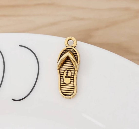 Flip Flop Charms Antique Gold Cool Boho Beach Charms Sandals