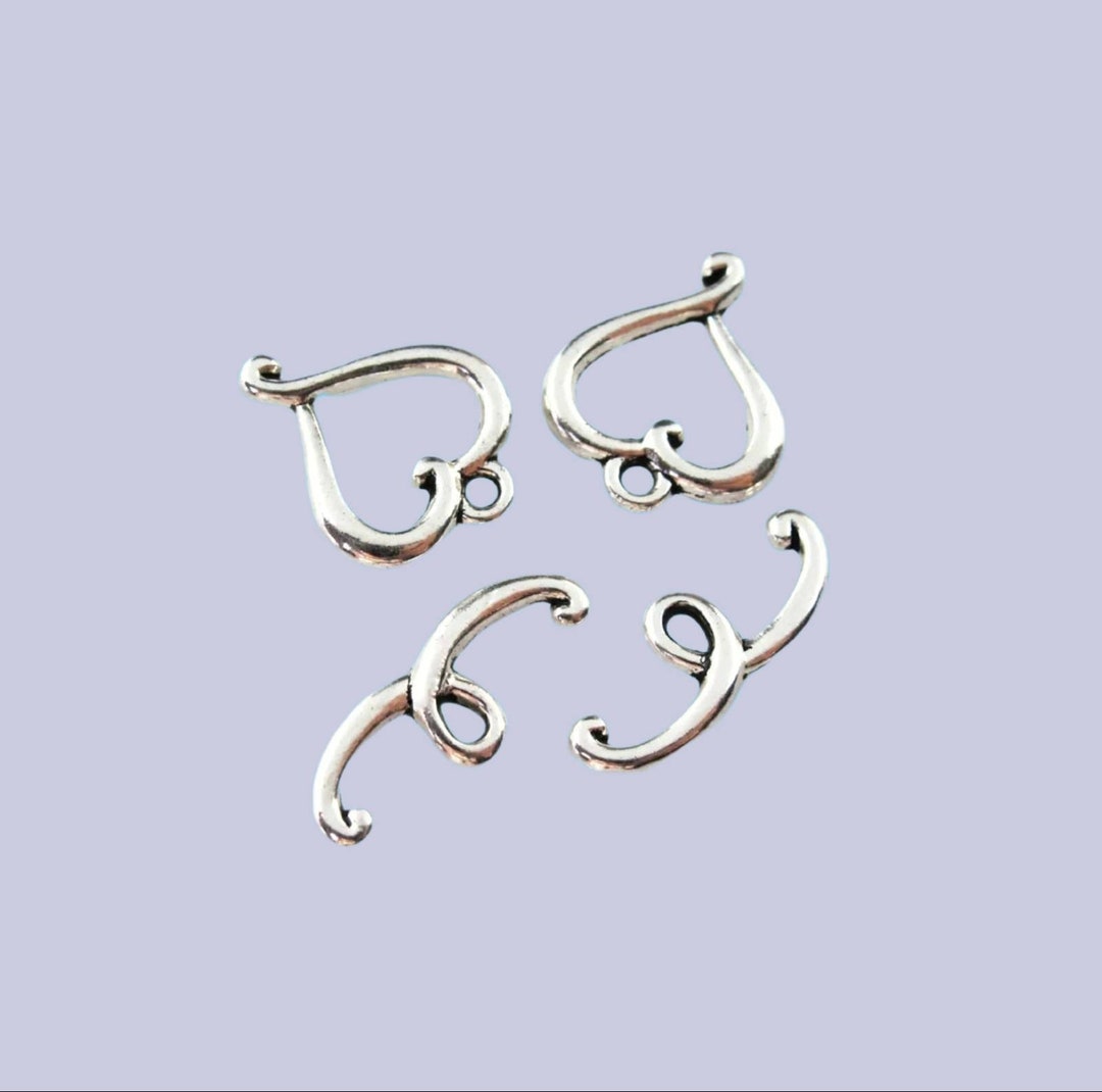 5 Heart Toggle Clasp Sets for Bracelets or Necklaces Jewelry Connectors