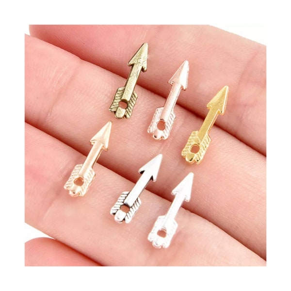 12 Tiny Arrow Charms Mini Arrow Charms Colorful Arrows Boho Jewelry Supplies 14.5x4mm