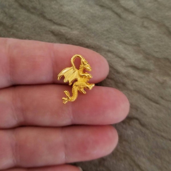 Baby Dragon Charms Gold Dragon Charms 3D Small Mystical Creature Fantasy Jewelry Supplies 15x21mm