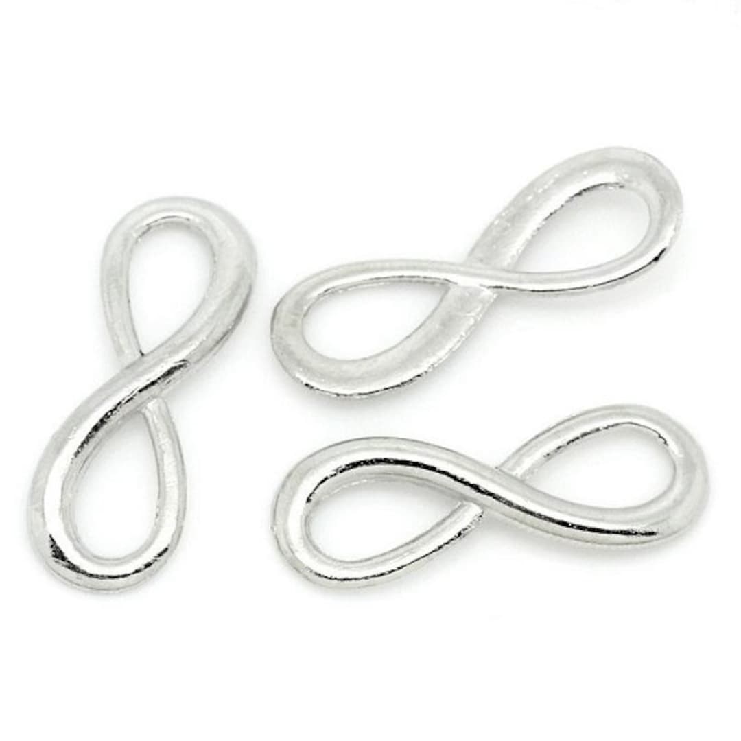 20 Connecteurs Double Cœur En Métal Argenté Pour Bracelet Infinity - 31.5 X 18.5 Mm - Neufs