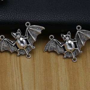 Bat Connectors Large 3 Way Connectors for Halloween Charms Pendants Silver or Bronze Bats Jewelry Supplies  48x30mm