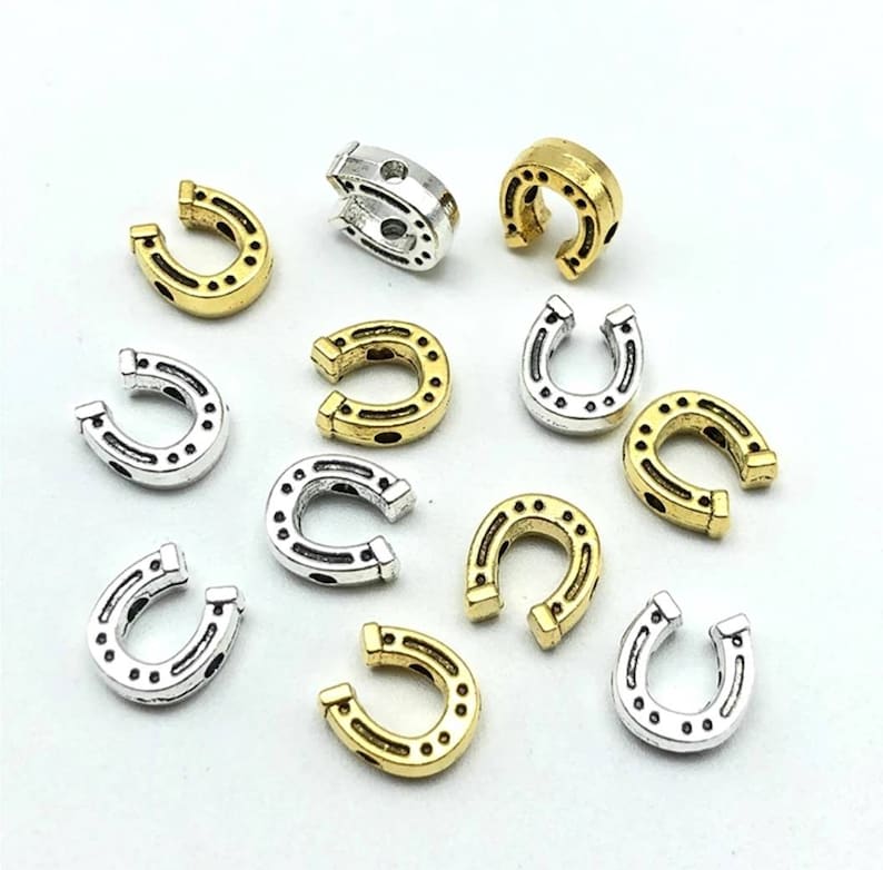 Horseshoe Spacer Beads Silver Gold Horseshoe Bracelet Bracelet Etsy