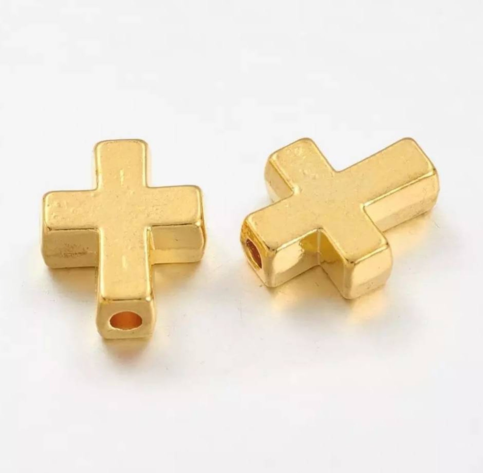 6 Gold Cross Spacer Beads Cross Beads Rosary Parts Religious Etsy