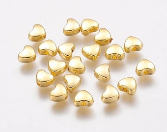 20 Mini Heart Gold Spacer Beads Tiny Gold Heart Beads Valentine's Day Beads Bracelet Beading Jewelry Supplies 6x5x2.5mm New Shipment Darker