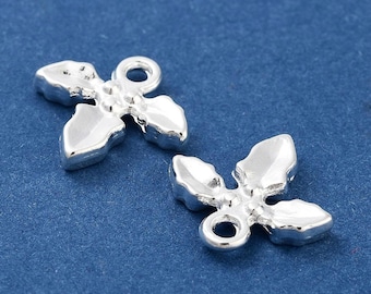 Mini Holly Charms Bright Silver Holly Charms Winter Holiday Christmas Charms Yule Charms Jewelry Supplies Findings 12mm Choose Quantity