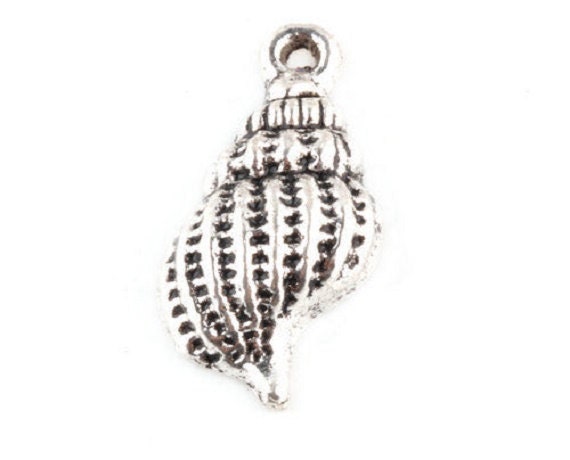 Conch Sea Shell Charm Sterling Silver Antiqued Finish Conch Sea Shell Charm Sterling Silver Antiqued Finish
