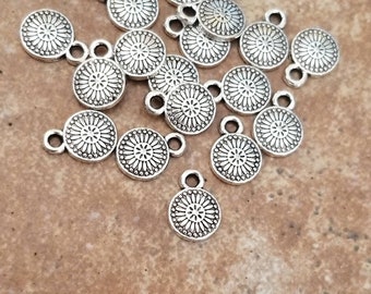 12 Sweet Tiny Boho Charms Mini Ornate Circle Charms Extension Chain Charms Jewelry Supplies 8x11mm