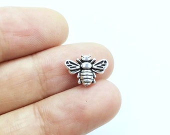 Sweet Little Bee Spacer Beads Silver Honey Bee Bracelet Charms Beading Jewelry Supplies 12x9mm Hole 1.65mm